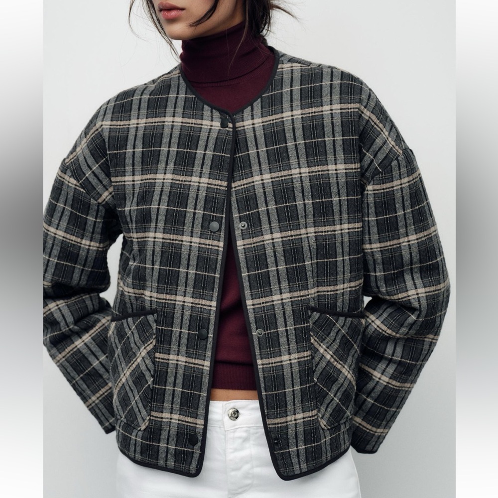 Zara plaid puffer jacket